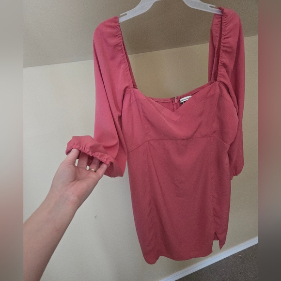 Abercrombie & Fitch Pink Long Sleeve Corset Seamed Mini Dress - Picture 3 of 8